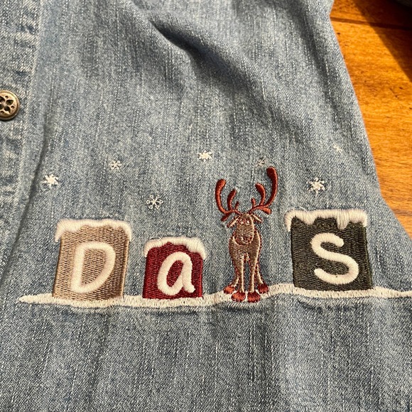 Christopher and Banks Jean Jacket Embroidered Snow Days Womens L 400:S1414 - Picture 7 of 16